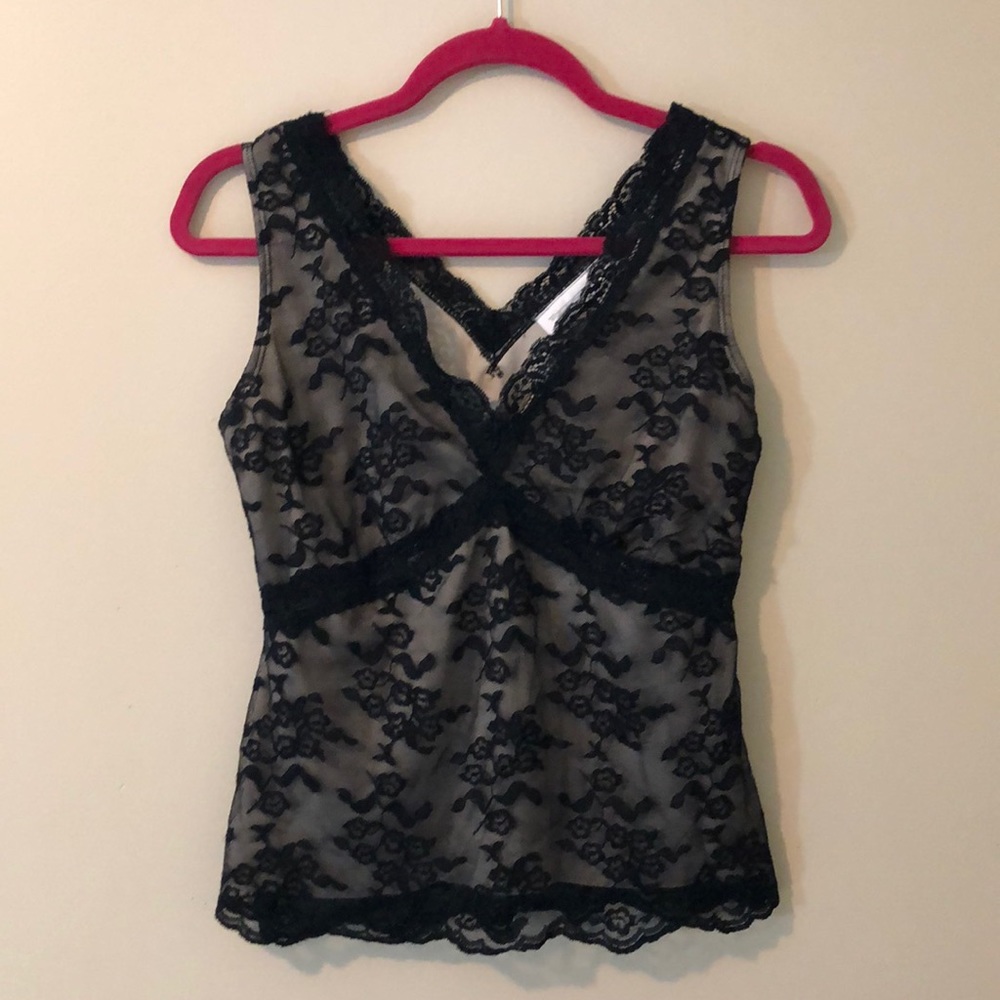 Worthington Black Lace Tank (Nude Underlay)